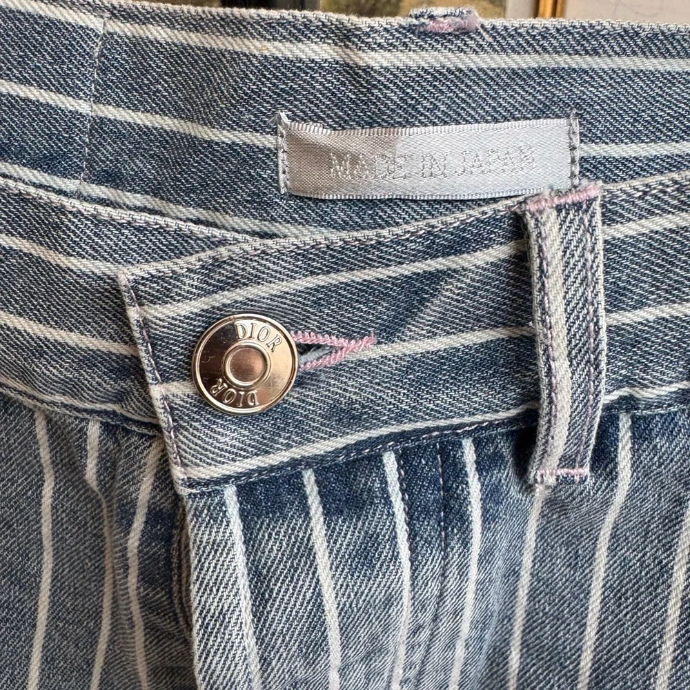 Dior Blue and White Pinstripe Denim Shorts - Picture 6 of 8
